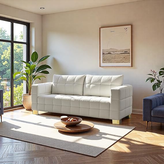 🏡 Modern Upholstered Sofa Couch – Spacious 3-Seater Loveseat with Plush Comfort 🖤 Elegant Home Upgrade